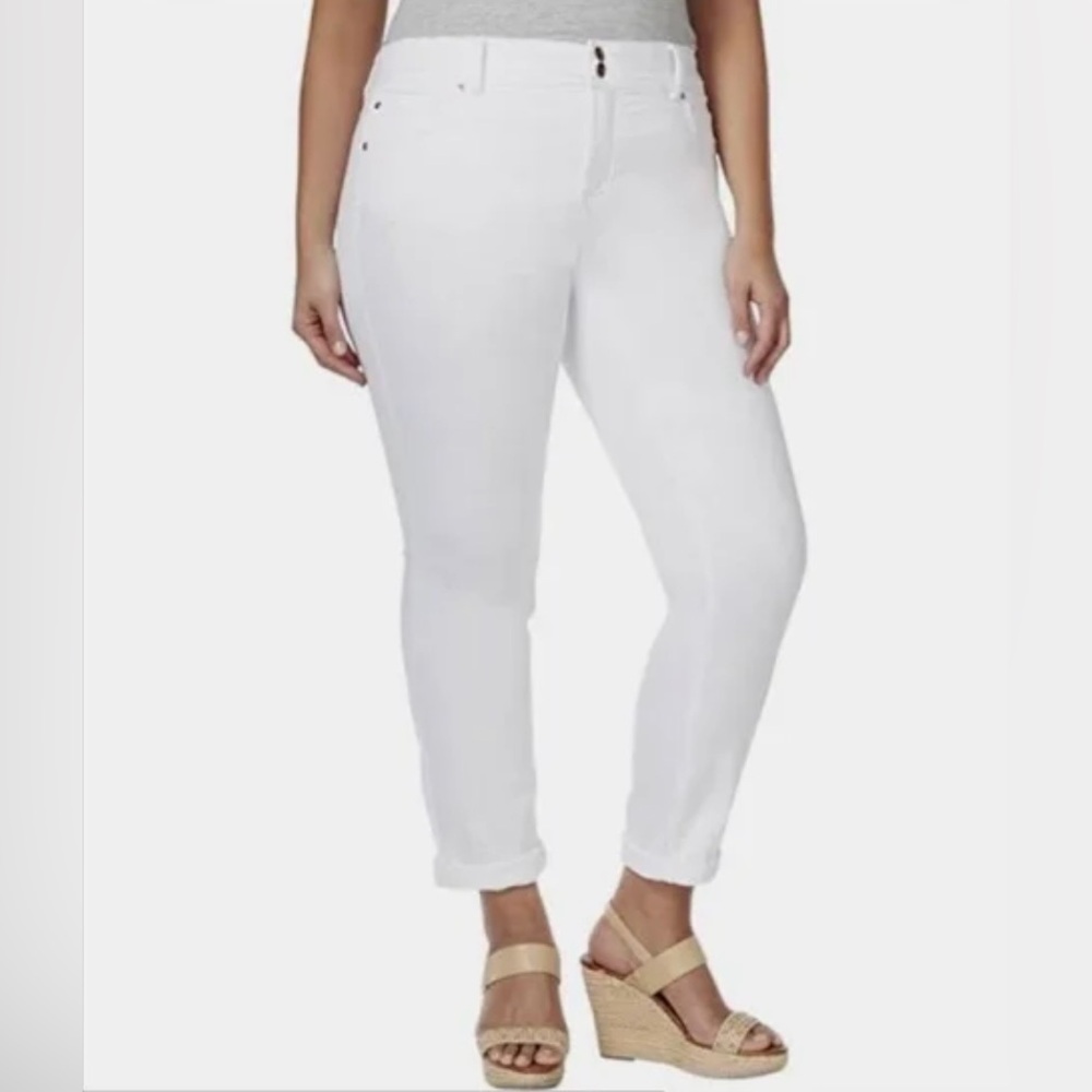 INC International Concepts Jeans Size 18W White Boyfriend Slim Tech Jeans 🩷